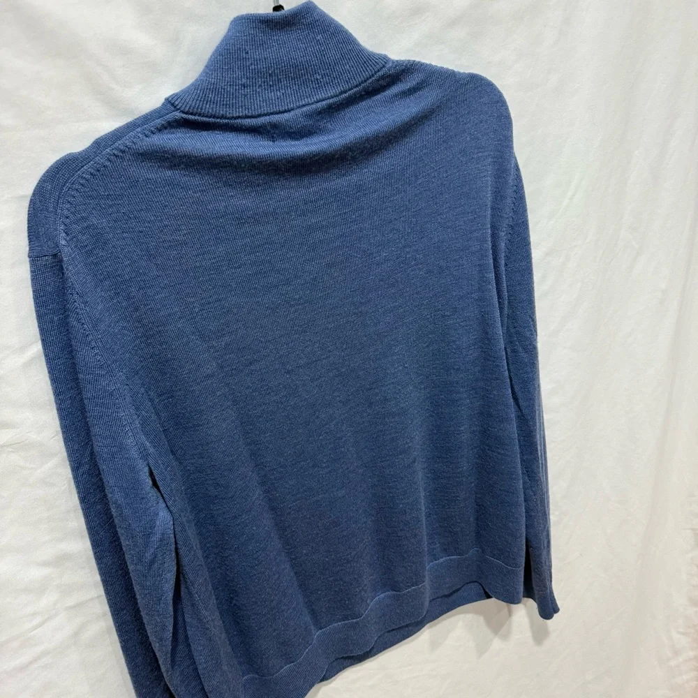 Banana Republic 100%‎ Merino Wool Quarter-Zip Sweater Blue Large Layering